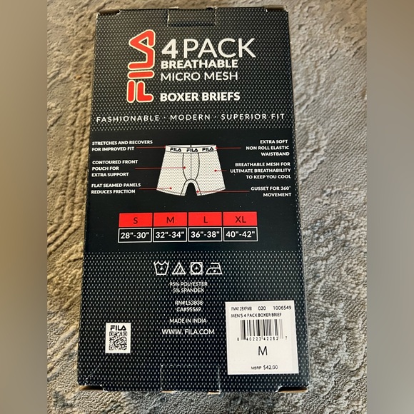 New Fila 4 pack Breathable Micro Mesh Boxer Briefs - Picture 3 of 4